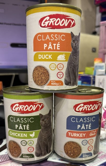 اكل قطط جاهزويتGROOVY ADULT CATS.CLASSIC PATE.400GM
