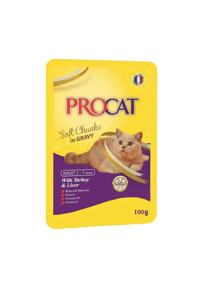 بروكات طعام رطب للقطط البالغة - Procat Wet Food Cat Adult in Gravy 100g