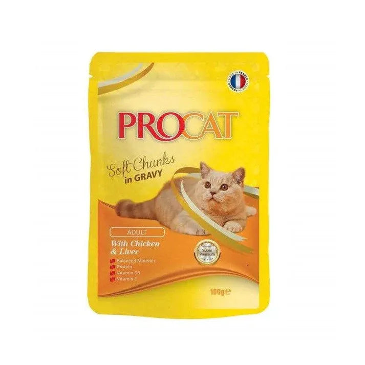 بروكات طعام رطب للقطط البالغة - Procat Wet Food Cat Adult in Gravy 100g